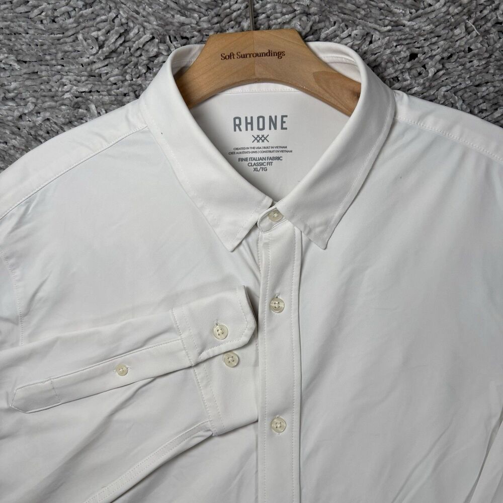 Rhone Commuter Shirt Mens XL Classic Fit White Long Sleeve Stretch Fine Italian
